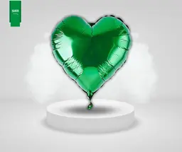 Large green heart helium balloon
